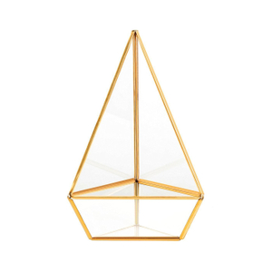 Glass terrarium copper H8.3" Triangle base