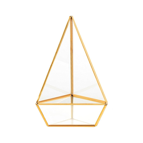Glass terrarium copper H8.3" Triangle base