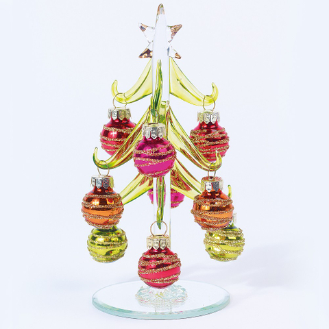 Christmas Gift Glass Tree with Colorful Balls