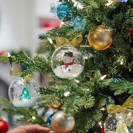 Set of 6 Christmas gift Glass LED ball with dia 10cm