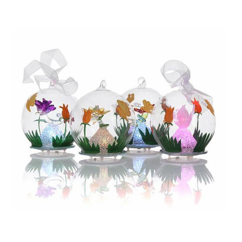 Set of 4 glass LED ball for spring season decoration
