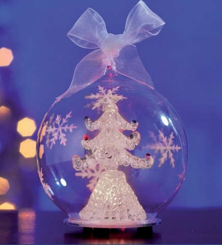 Dia 12cm glass LED ball with tree inside