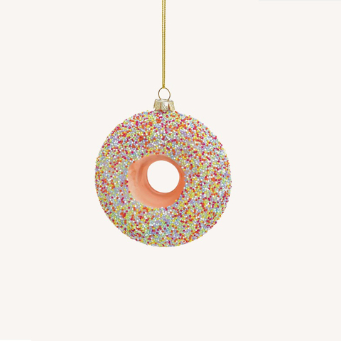 Handblown Glass Donut Ornaments Pink Donut Christmas Ornaments Donut Ornament