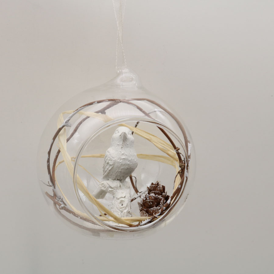  Glass ball with bird Ornaments Decoration for Party Glass deer Hanging Ball