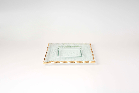 Glass Tray with Gold Rim