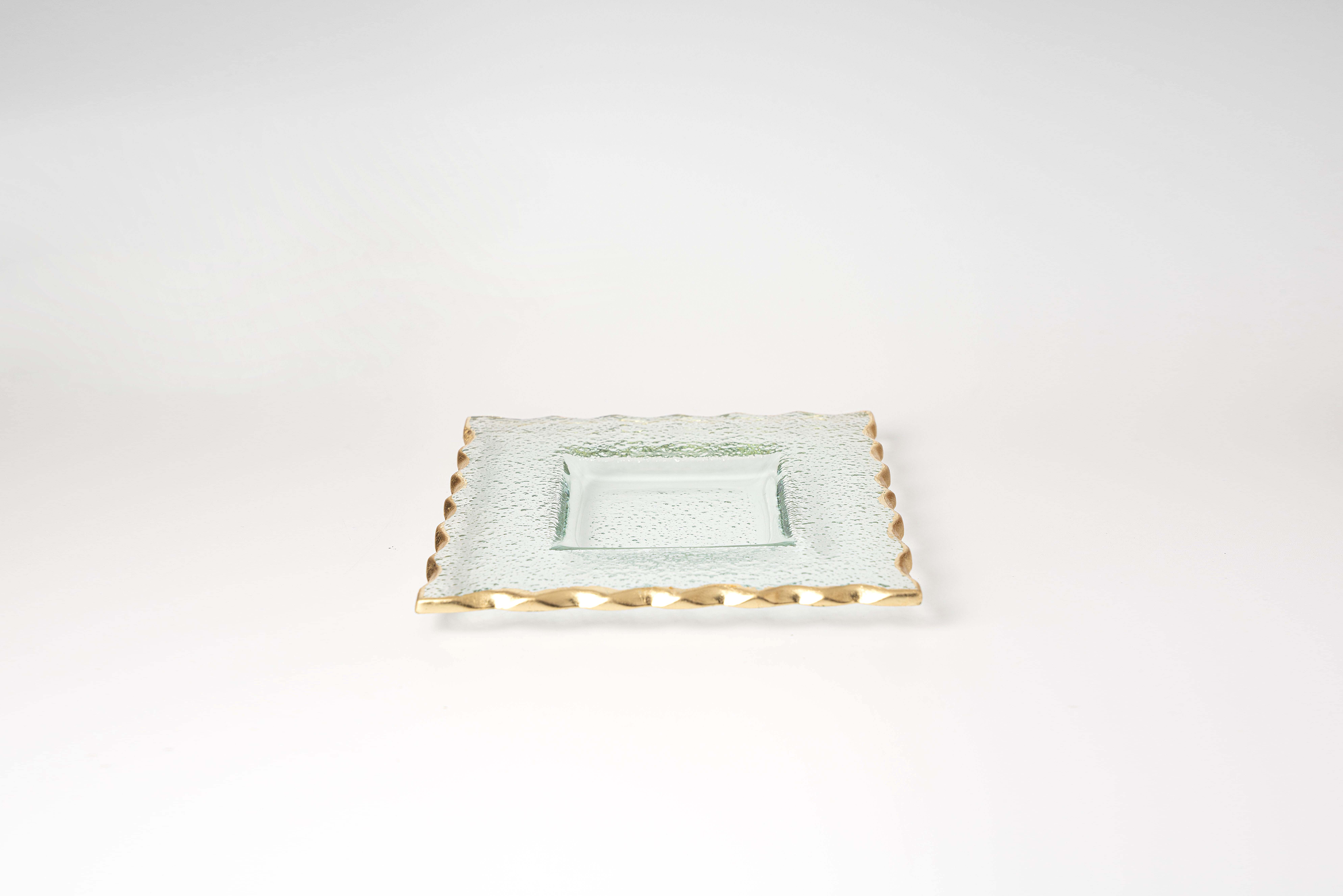 Glass Tray with Gold Rim