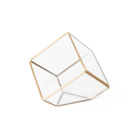 Cubed glass terrarium copper 4"