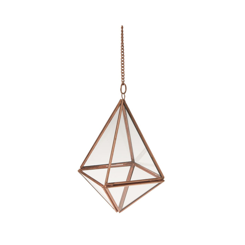 Glass Hanging Terrarium Copper Hexagonal