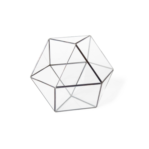 Angular glass terrarium--copper 8"