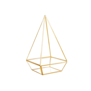 Glass terrarium copper 9" hexagonal base