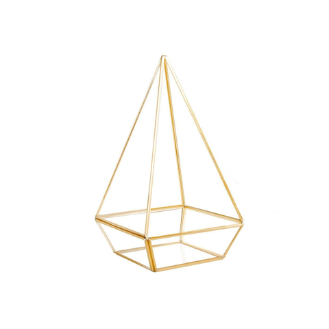 Glass terrarium copper 9" hexagonal base
