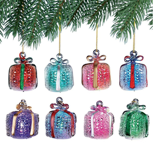Set of 8 Glass Gift Parcel with LED