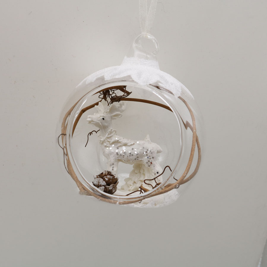  Glass ball with bird Ornaments Decoration for Party Glass deer Hanging Ball