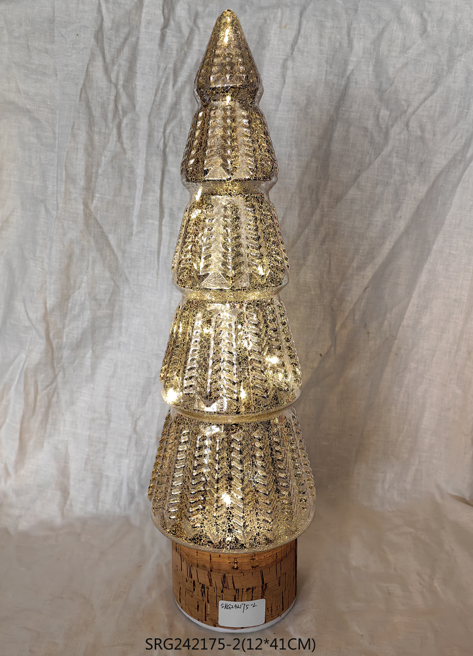 Rotating Base Glass Christmas Tree Desktop Luminous Ornaments Decoration Christmas Gift