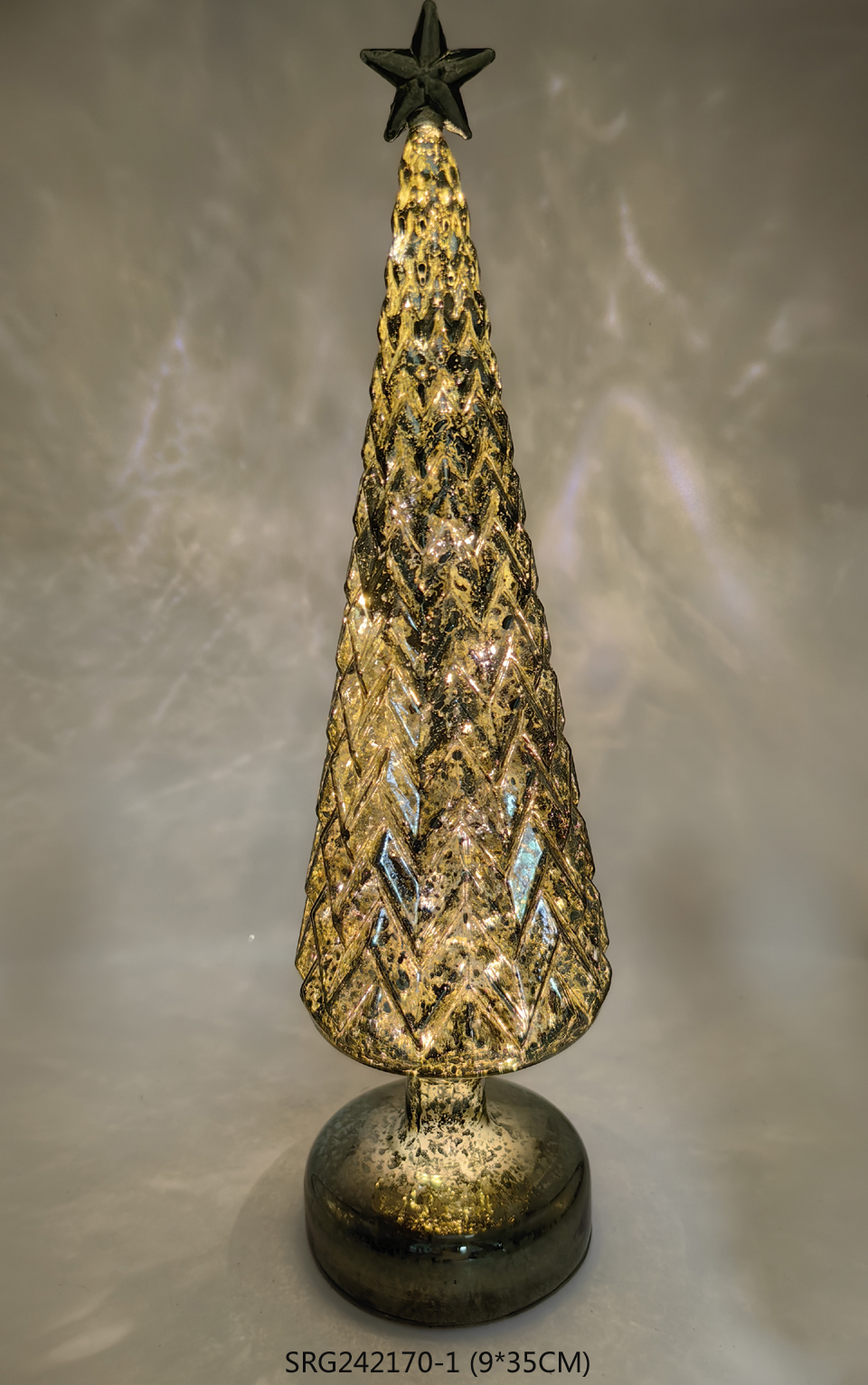 Light Mercury Glass Christmas Tree with Ornaments Tabletop Christmas Ornaments Holiday Season Decoration 