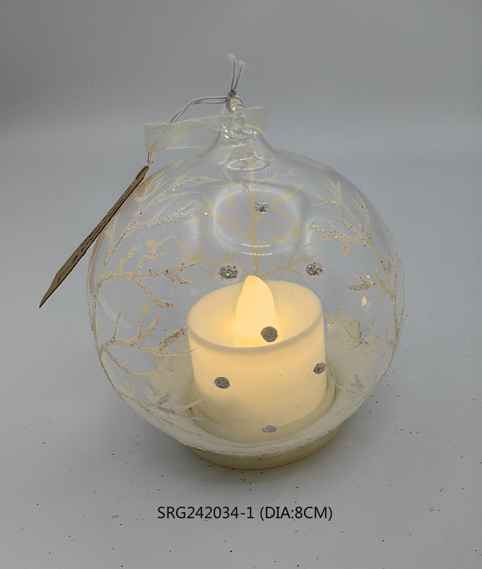LED Glass Ball Christmas Tree Hanging Ornaments Printed Baubles Decorations Home Party Festive Style Box Packaging