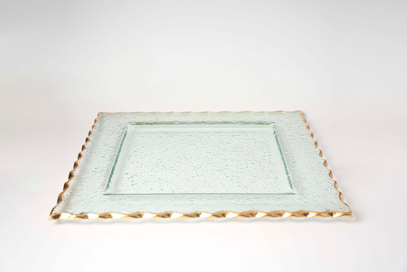 Glass Tray with Gold Rim