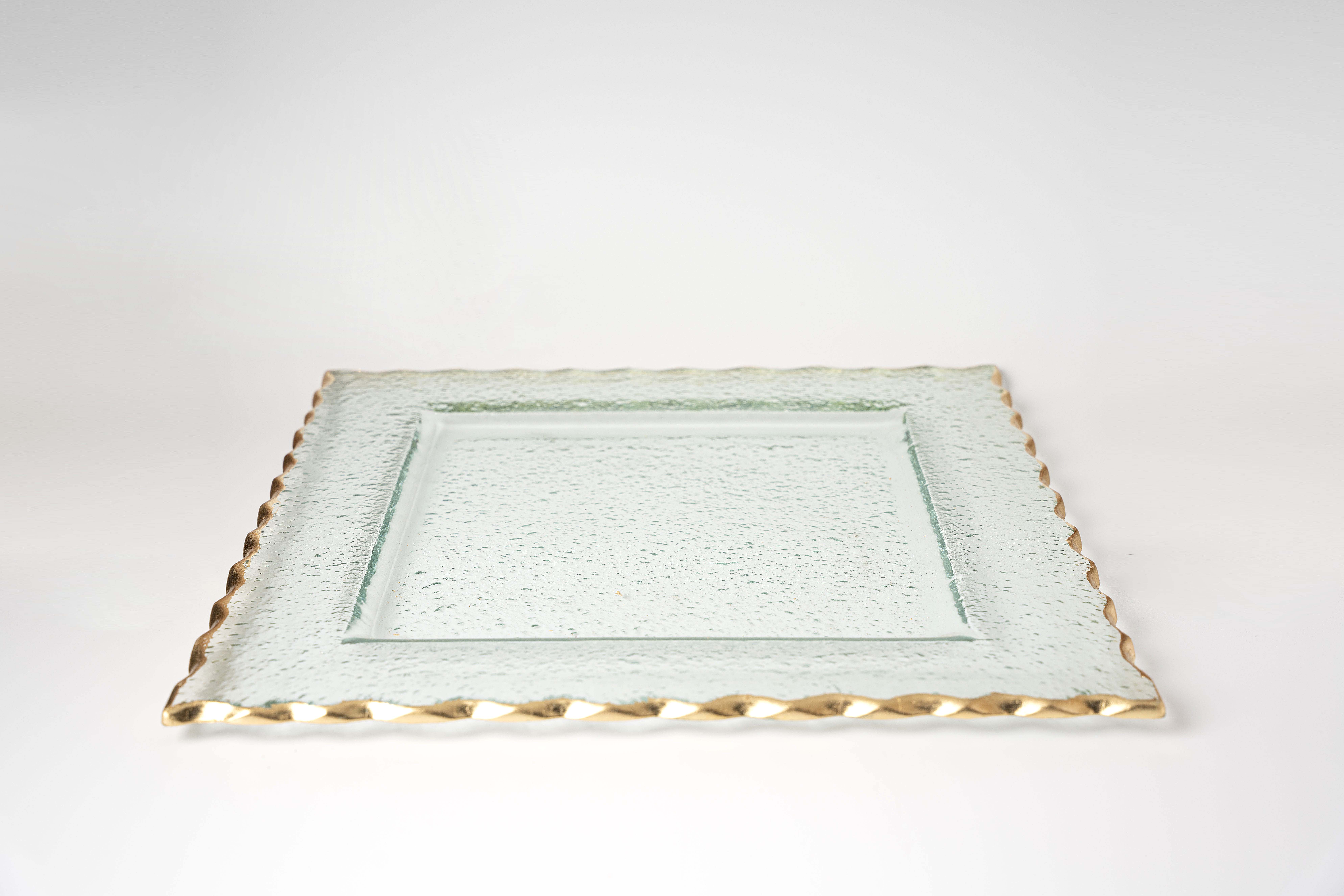 Glass Tray with Gold Rim