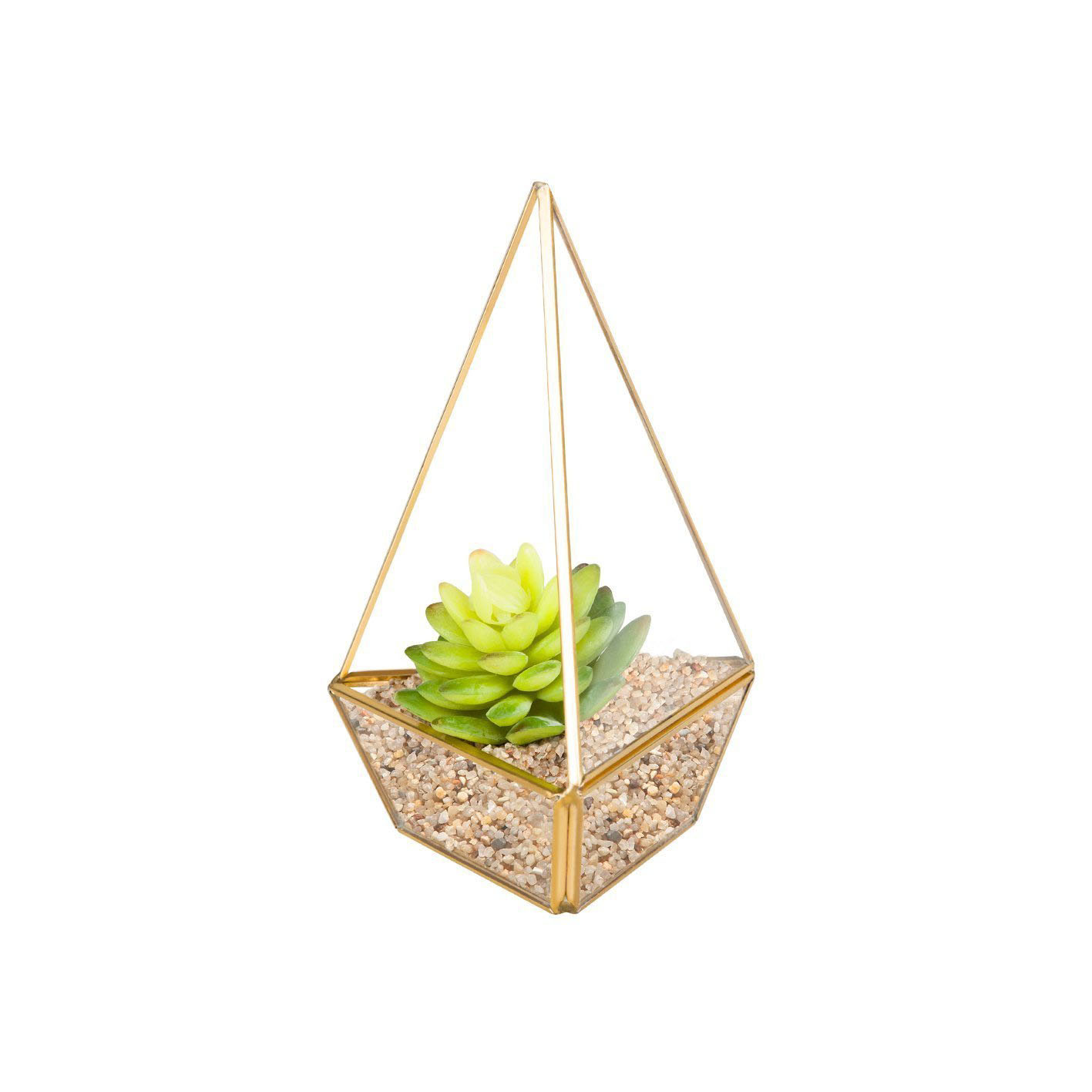 Glass terrarium copper H8.3" Triangle base