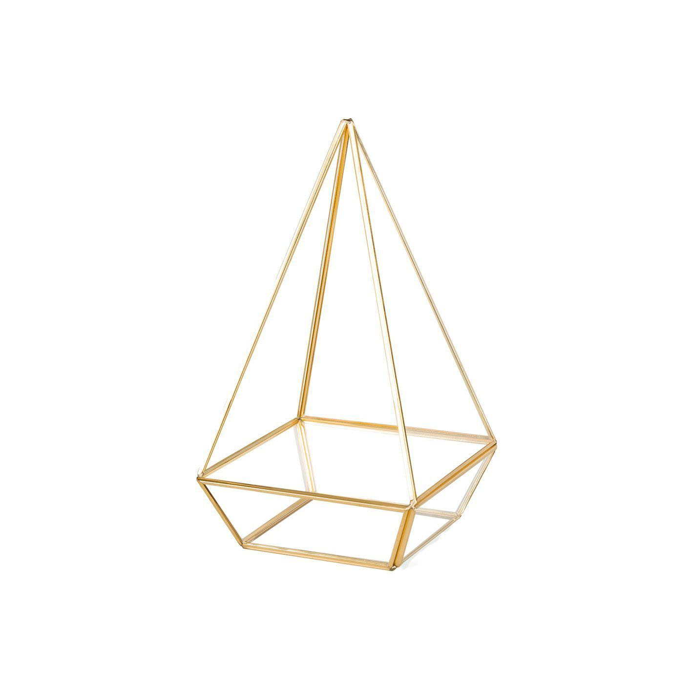 Glass terrarium copper 9" hexagonal base