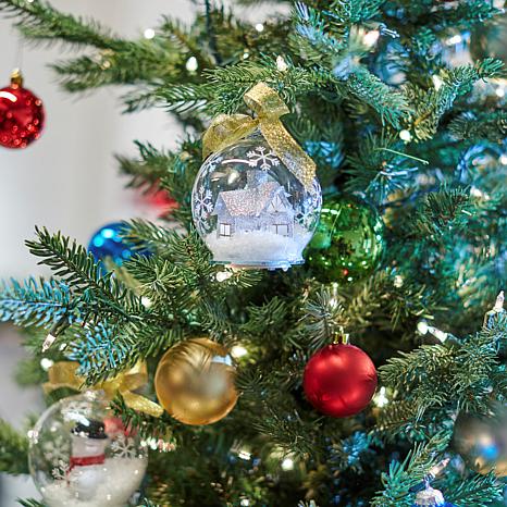 Set of 6 Christmas gift Glass LED ball with dia 10cm