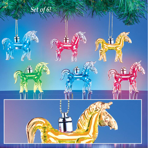 Set of 6 Glass LED Horse