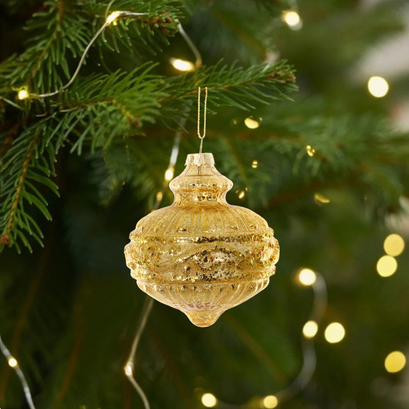  Gold Hanging Glass Christmas Decoration