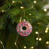 Mini Donut Ornament Colorful Donut Christmas Tree Ornaments Sparkling blown glass Holiday Decorations