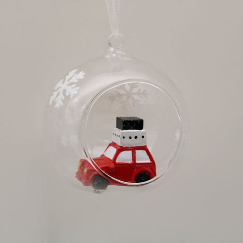  Glass Ornaments with car Decoration for Party Glass Hanging Ball with car