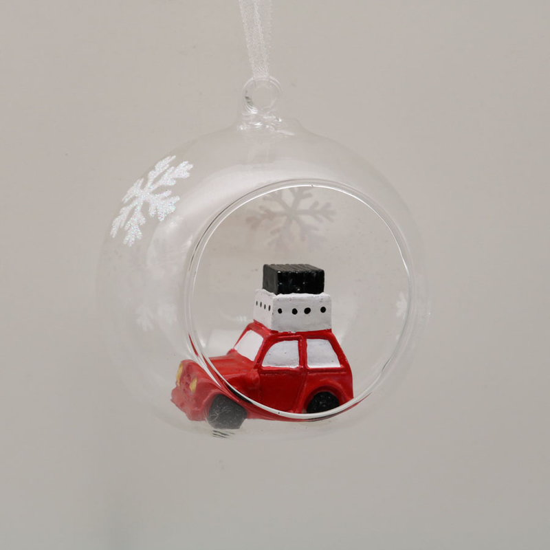  Glass Ornaments with car Decoration for Party Glass Hanging Ball with car