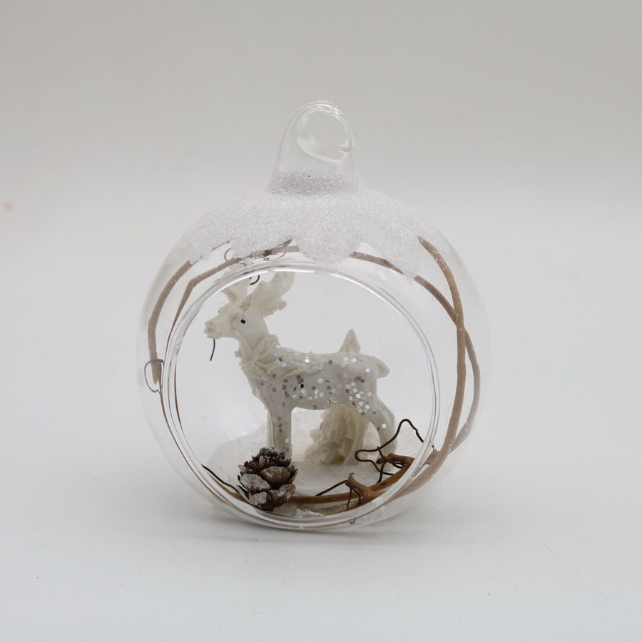  Glass ball with bird Ornaments Decoration for Party Glass deer Hanging Ball
