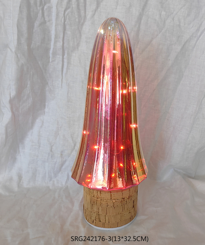 Glass Christmas Tree Rotating Base Christmas Tree with Fairy Lighting