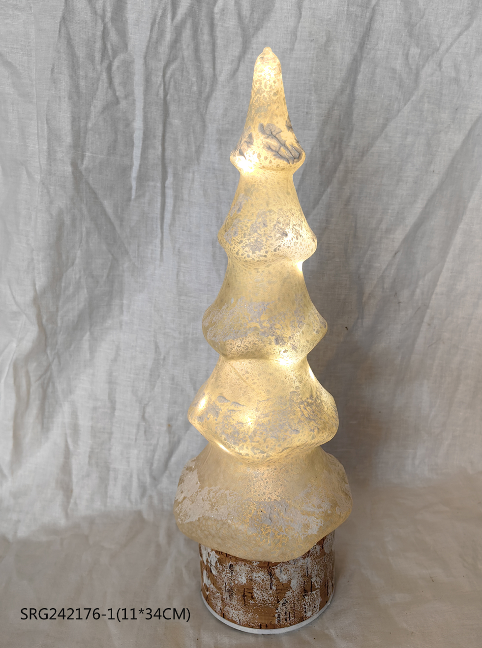 Glass Christmas Tree Rotating Base Desktop Luminous Ornaments Decoration Christmas Gift