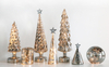 New Design Tabletop Pine Cone Hand Blown Glass Christmas Tree With Led Lights