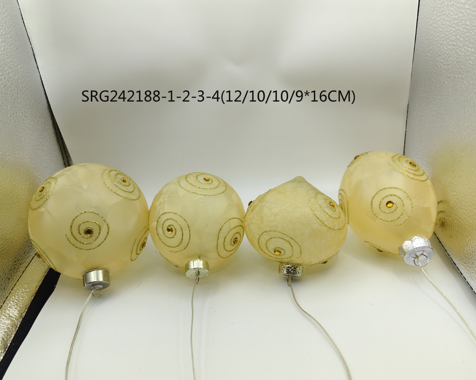 LED Glass Ball Christmas Tree Hanging Ornaments Printed Baubles Decorations
