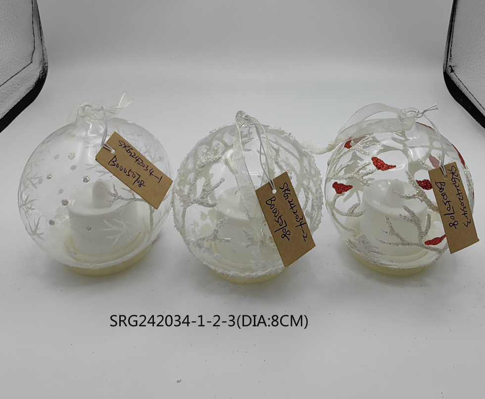 LED Glass Ball Christmas Tree Hanging Ornaments Printed Baubles Decorations Home Party Festive Style Box Packaging