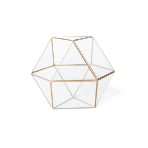 Angular glass terrarium--copper 8"