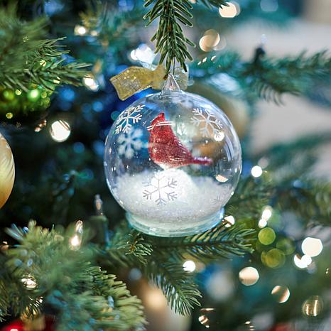 Set of 6 Christmas gift Glass LED ball with dia 10cm