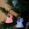 Set of 2 mini spun glass LED angel