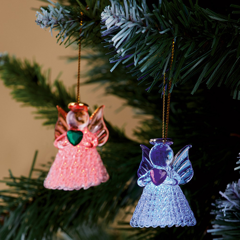 Set of 2 mini spun glass LED angel