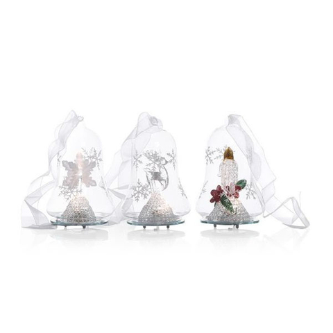 Set of 3 bell shape glass ornaments