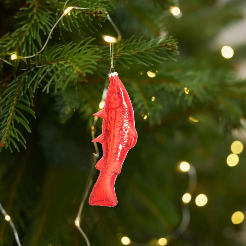 Glass Fish Christmas Ornament 