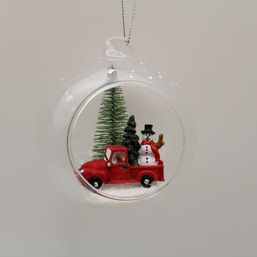  Glass Ornaments with car Decoration for Party Glass Hanging Ball with car