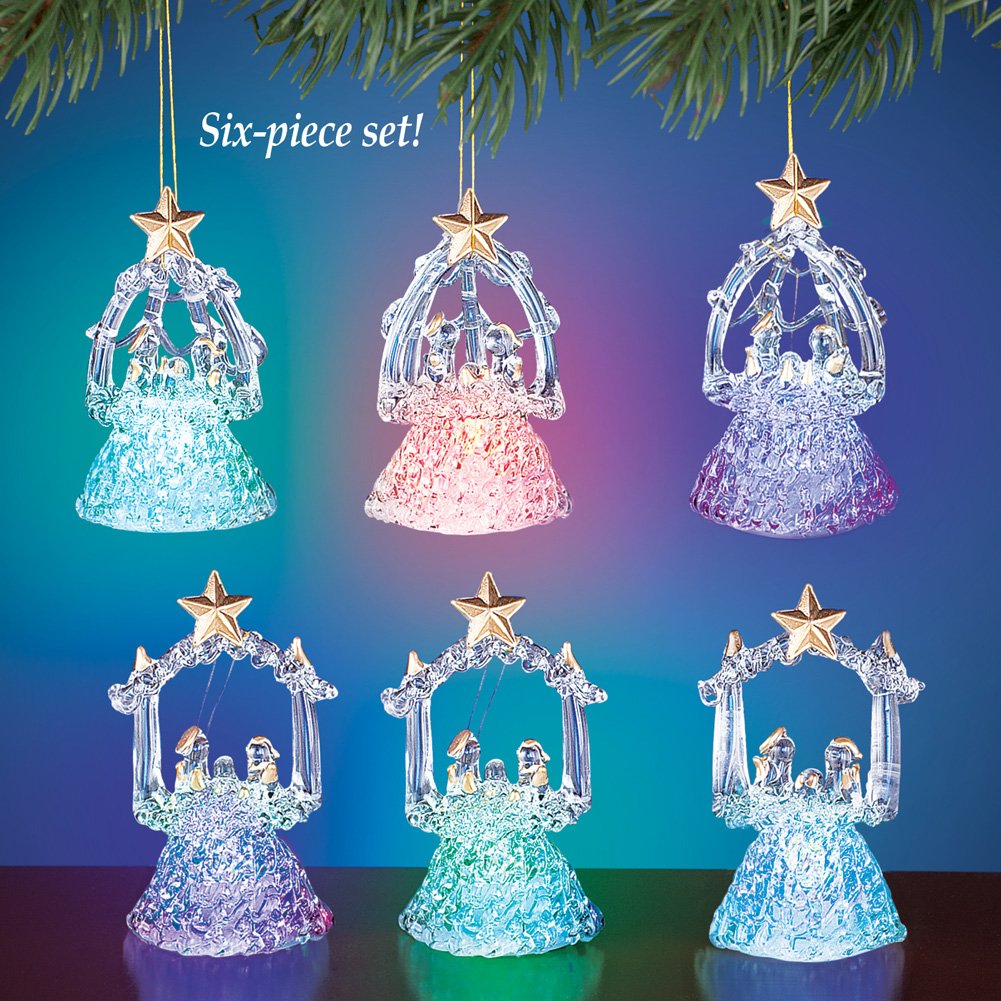 Set of 6 Glass LED Nativity