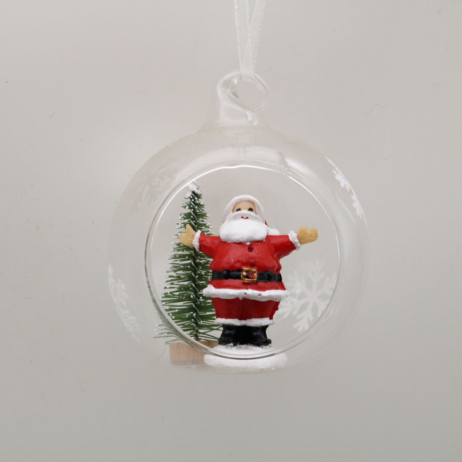  Glass Ball with Santa Claus Ornaments Decoration for Party Glass Santa Claus Hanging Ball