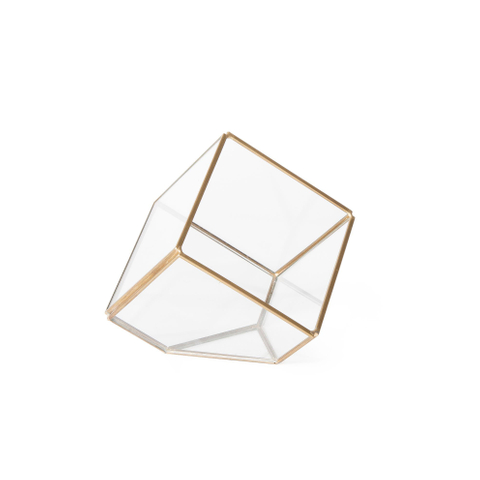 Cubed glass terrarium copper 4"