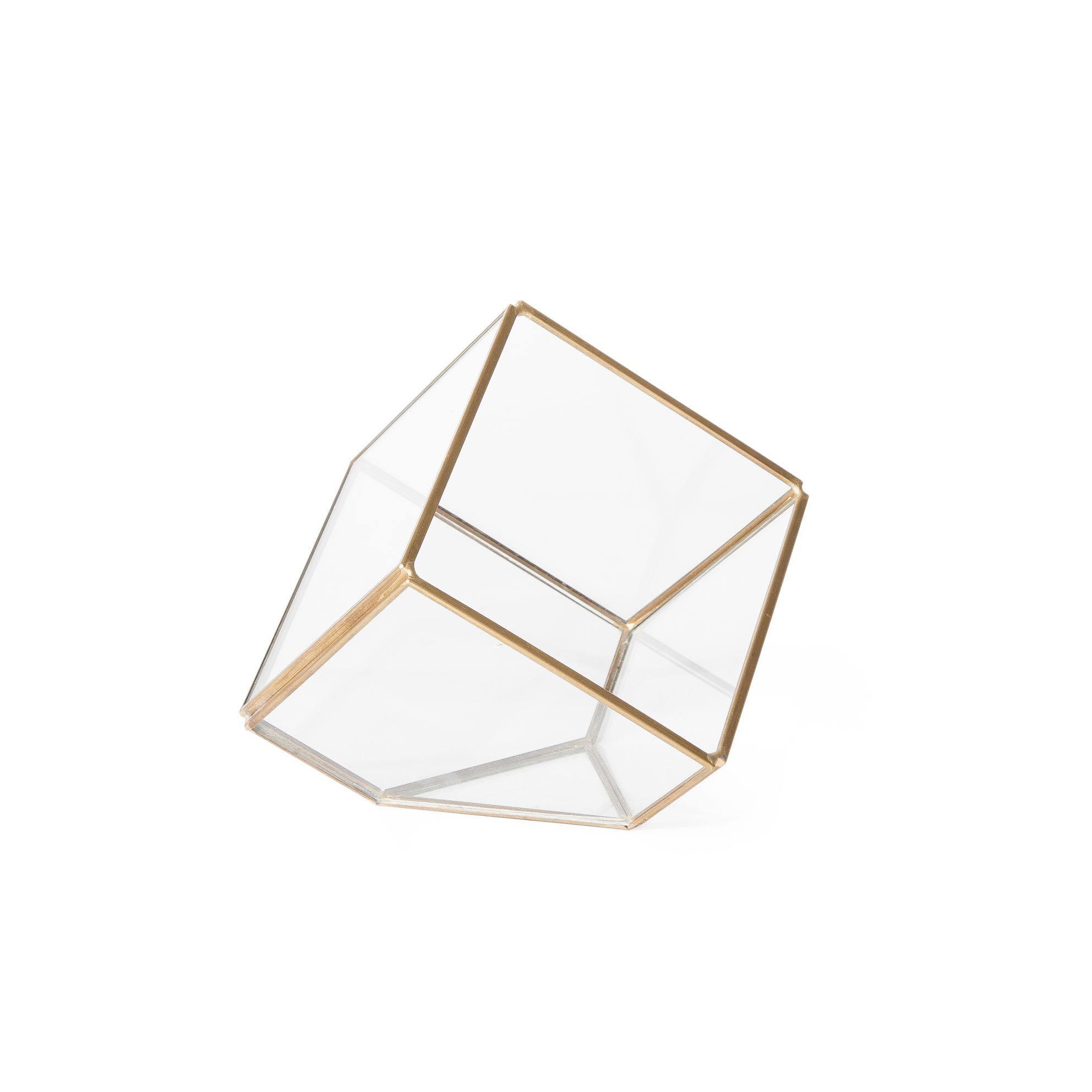 Cubed glass terrarium copper 4"