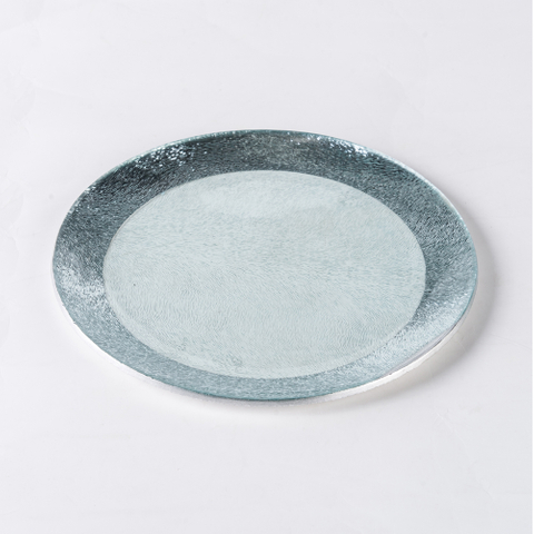 Silve edge round glass plate