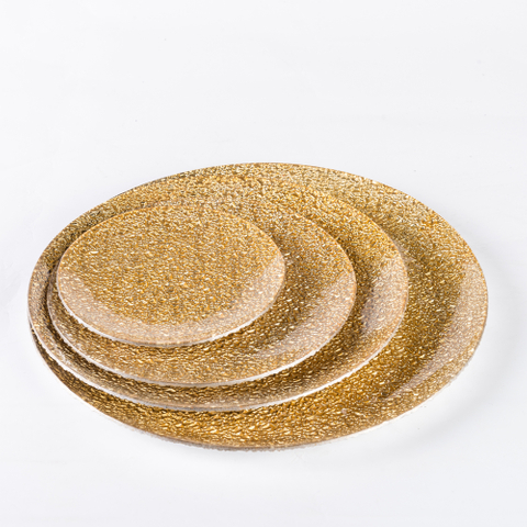 Round Shape Gold Glass Plate