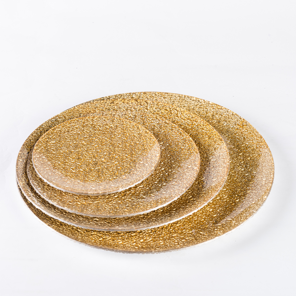 Round Shape Gold Glass Plate